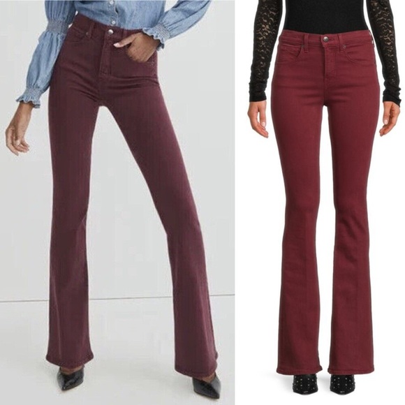 NEW! Veronica Beard- Beverly Skinny Flare High Rise Size 24 Merlot Burgundy - Picture 1 of 9